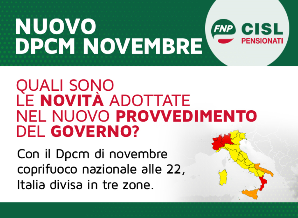 DPCM Novembre, l'Italia divisa in tre zone, le ultime misure
