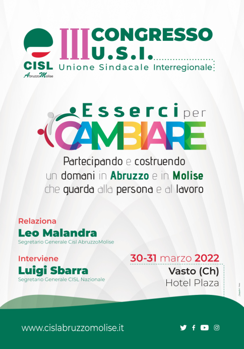 Congresso CISL AbruzzoMolise 30-31 Marzo a VASTO